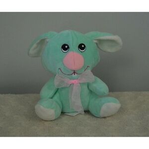 Greenbrier Mint Green Bunny Rabbit Plush Stuffed Animal White Pink Bow Easter